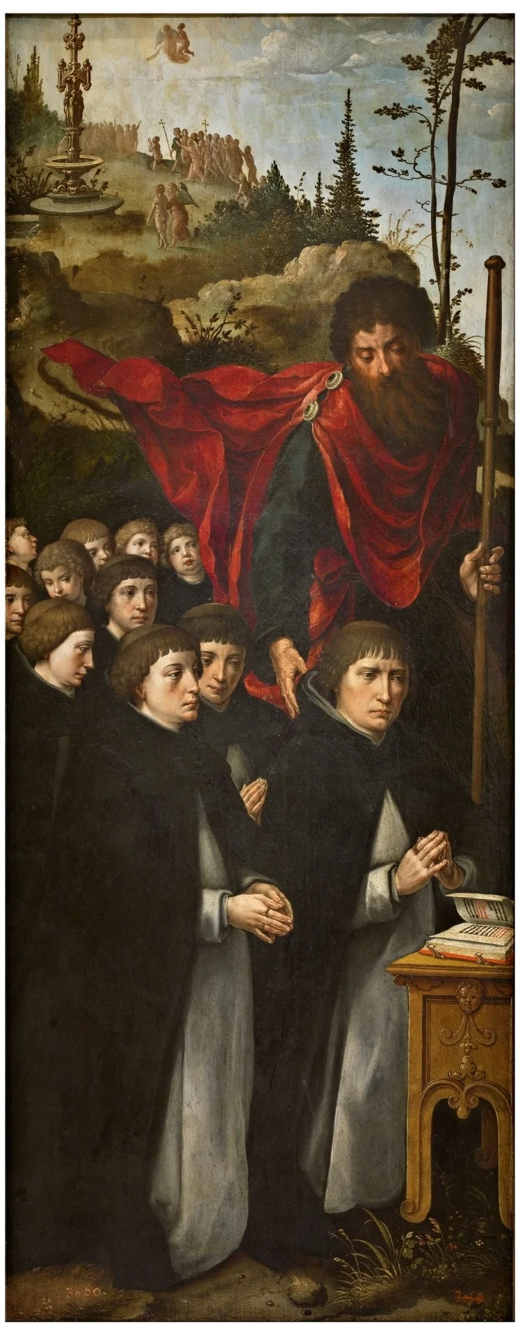 Saint James the Greater with Donors in Prayer (front). Saint Sebastian (reverse), detail