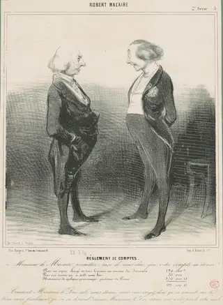 Réglement de comptes, by Honoré Daumier, ink, 1841