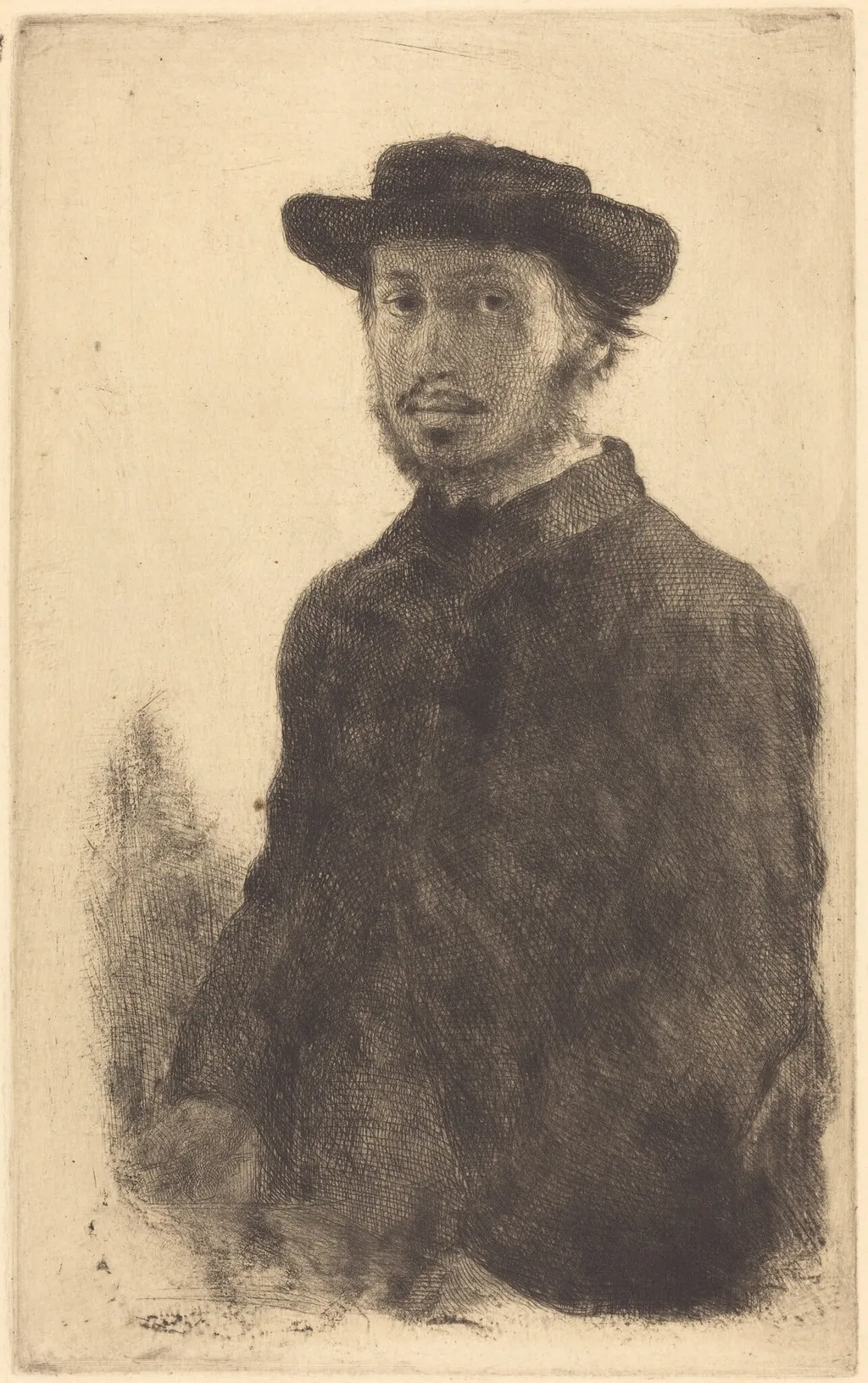 Self-Portrait (Edgar Degas, par lui-même), by Edgar Degas, ink, 1857