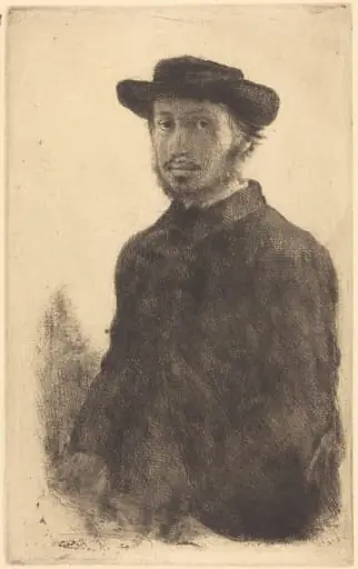 Self-Portrait (Edgar Degas, par lui-même), by Edgar Degas, ink, 1857