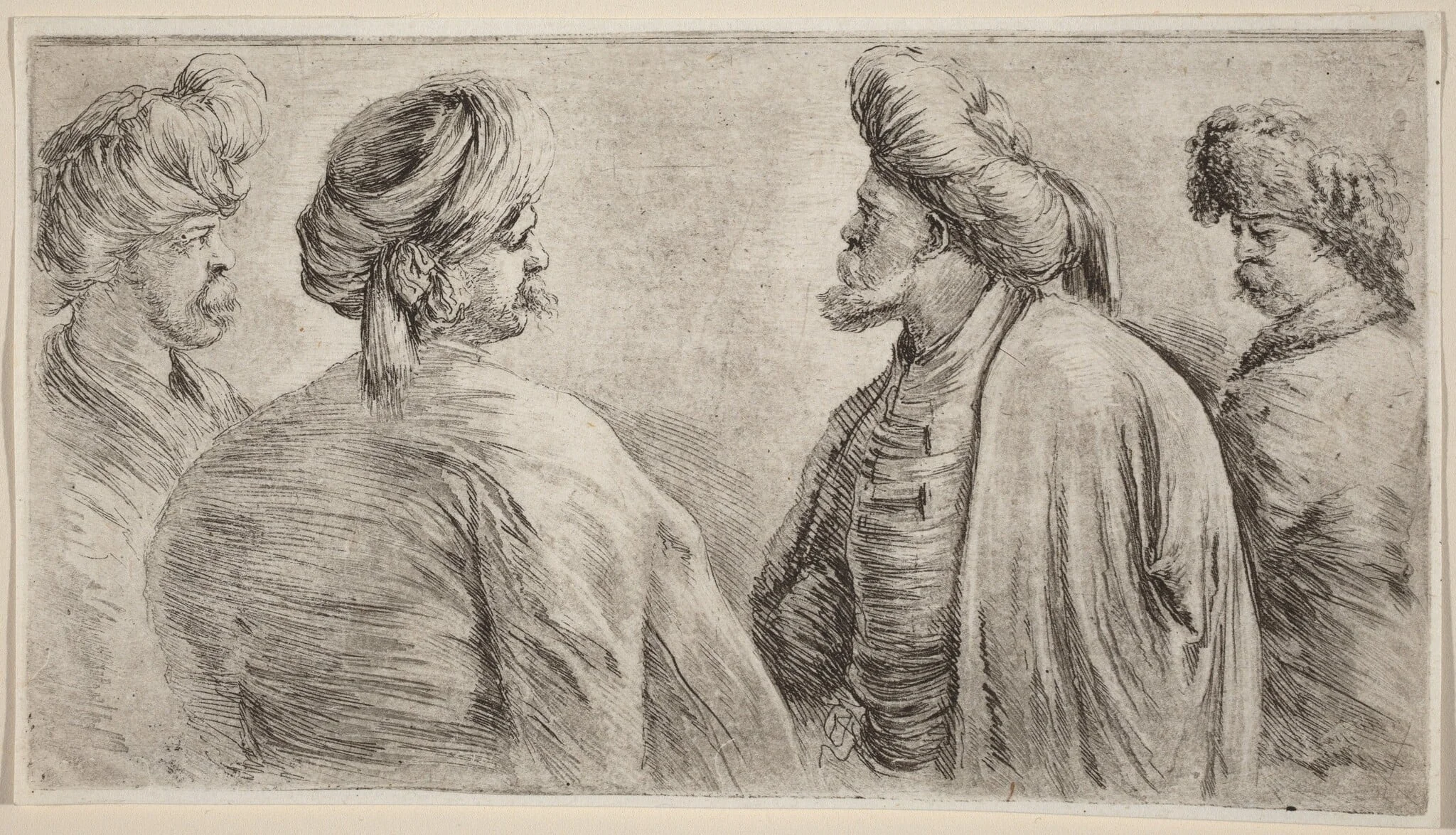 Four Turks Wearing Turbans, detail