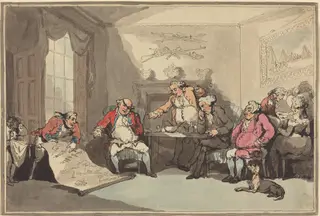 A Militia Meeting, by Thomas Rowlandson, ink, 1799