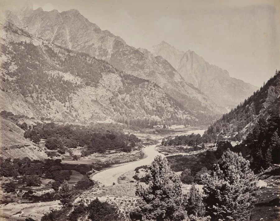 The Upper Himmalayahs. View in the Buspa Valley from Sangla, detail