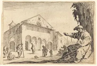 Almshouse, by Jacques Callot, ink, 1622