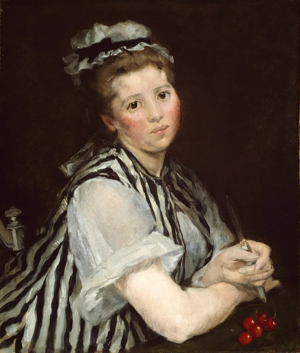 Girl with Cherries, by Eva Gonzalès, oil, 1870
