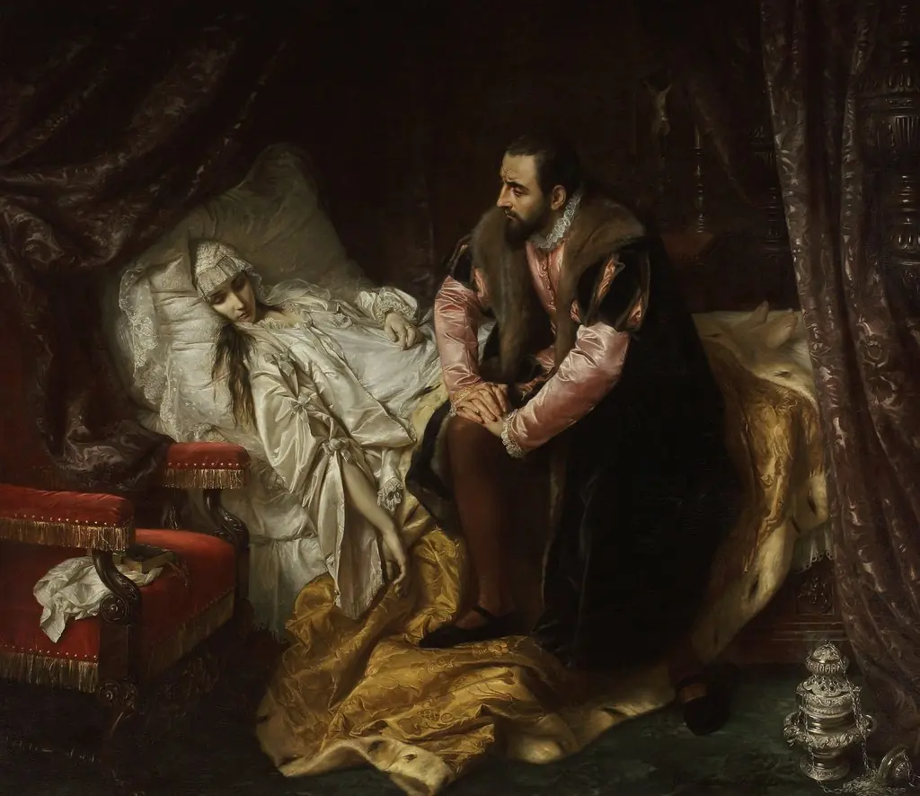 Death of Barbara Radziwiłł, by Józef Simmler, oil, 1860