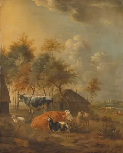 Landscape with Animals, by Monogrammist IL, unspecified, 1700