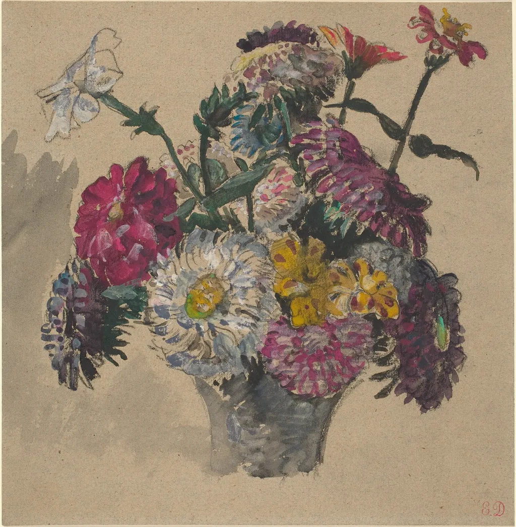 Flowers, by Eugène Delacroix, chalk, 1843
