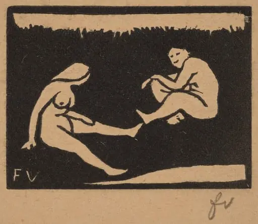 Two Seated Bathers (Deux baigneuses assises), by Félix Vallotton, ink, 1893