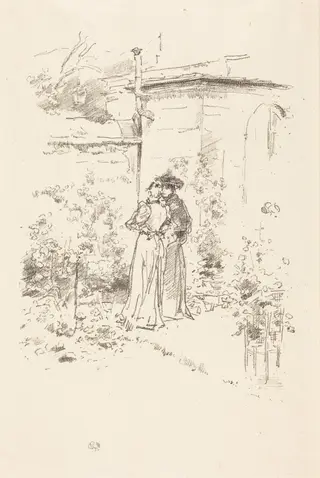 Confidences in the Garden, by James McNeill Whistler, ink, 1894