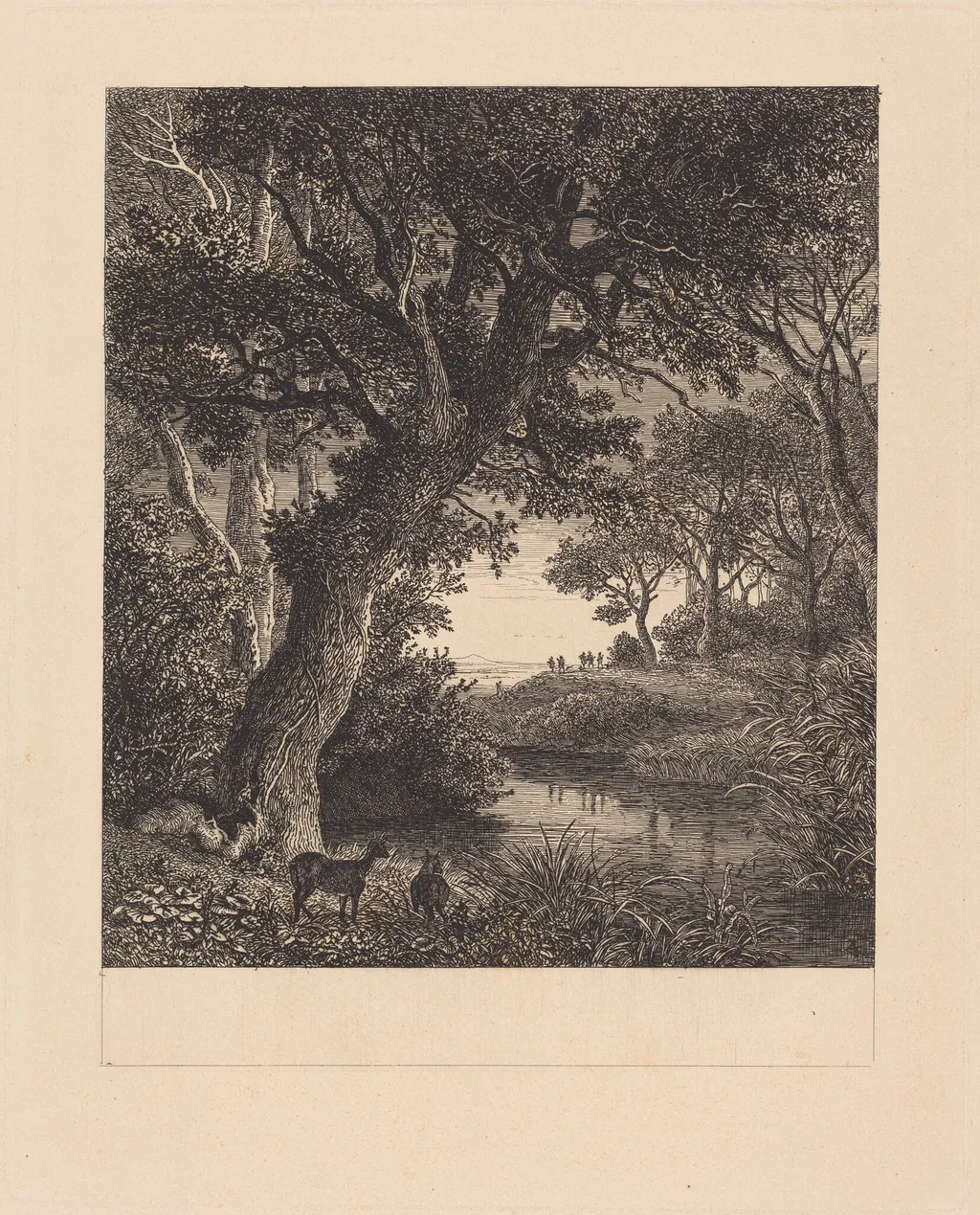 Hunters Leaving a Forest, by Johann Wilhelm Schirmer, ink, 1835