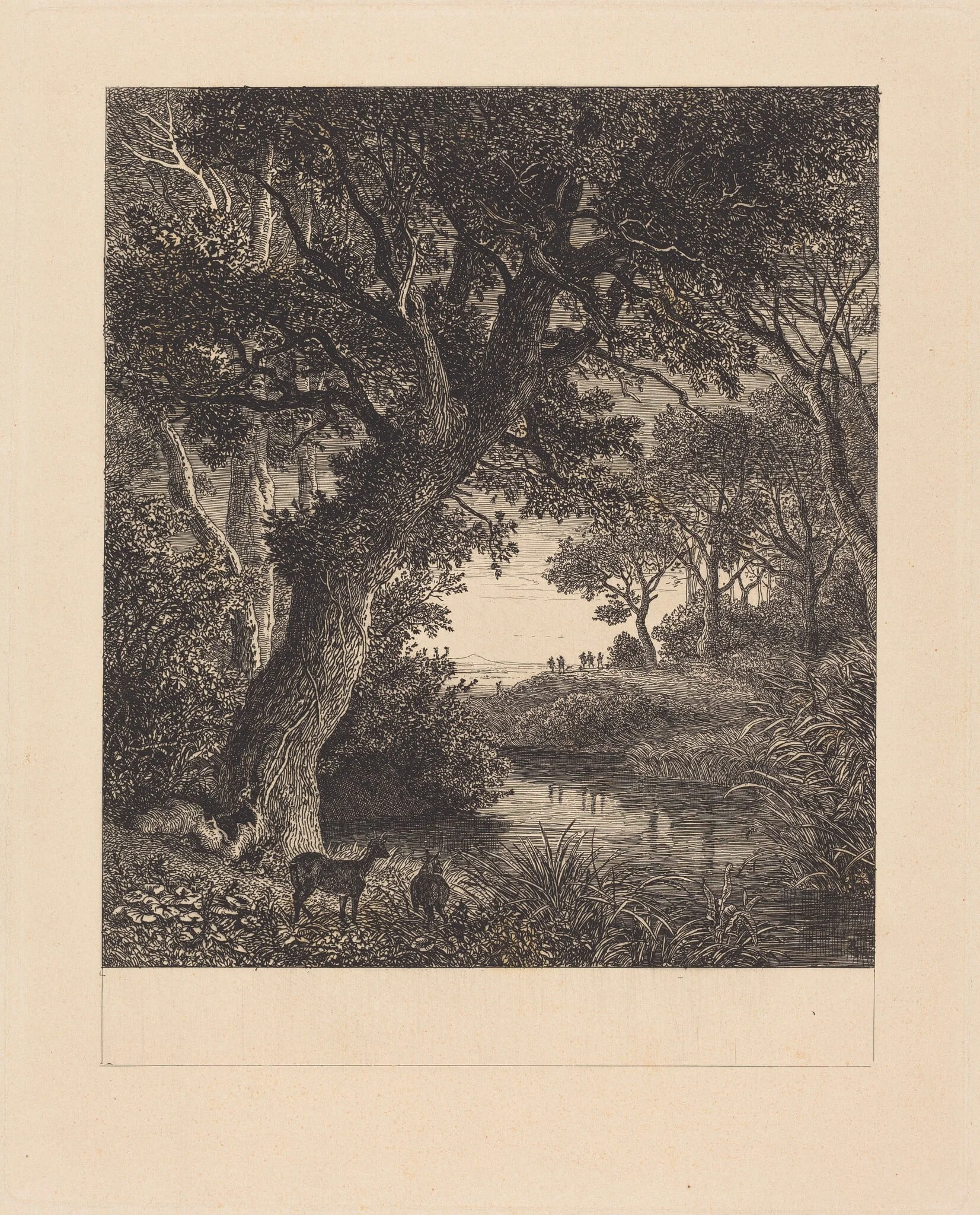 Hunters Leaving a Forest, detail