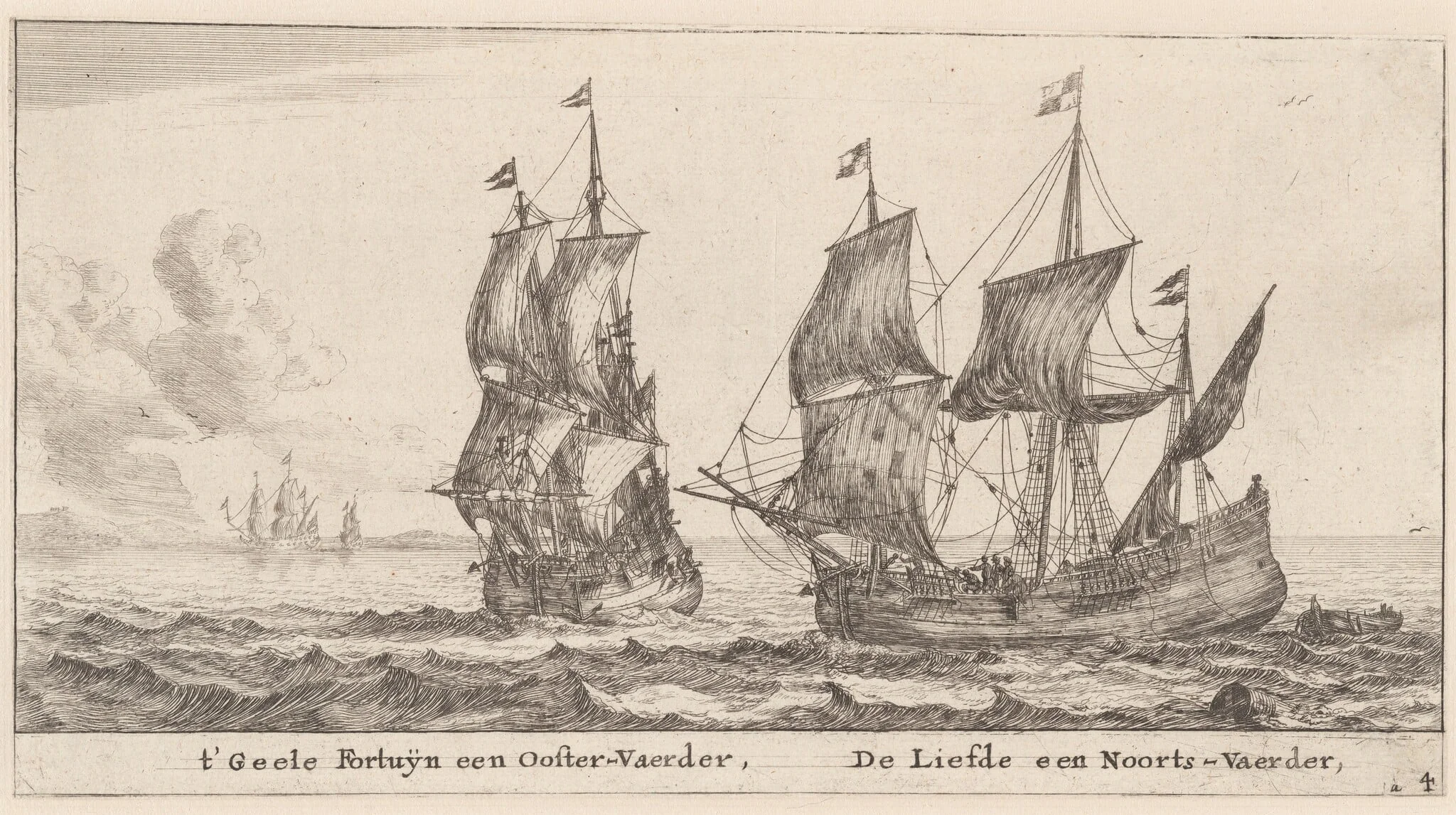 Two Merchant-Men: the "Geele Fortuÿn," Trading in the Baltic, and the "Liefde," Trading in Norway, detail