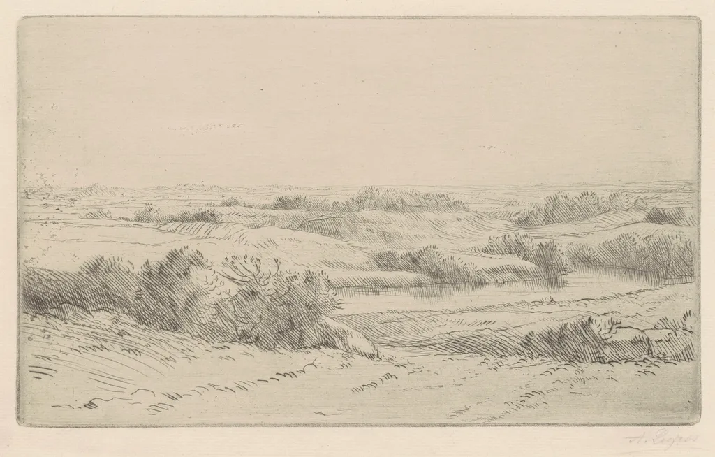 Banks of the Yanne (Les Bord de la Yanne), by Alphonse Legros, ink, 1888