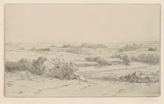 Banks of the Yanne (Les Bord de la Yanne), by Alphonse Legros, ink, 1888