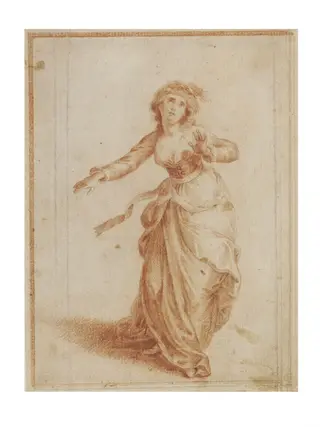 Woman with her hands outstretched, by Johann David Schubert, 1786