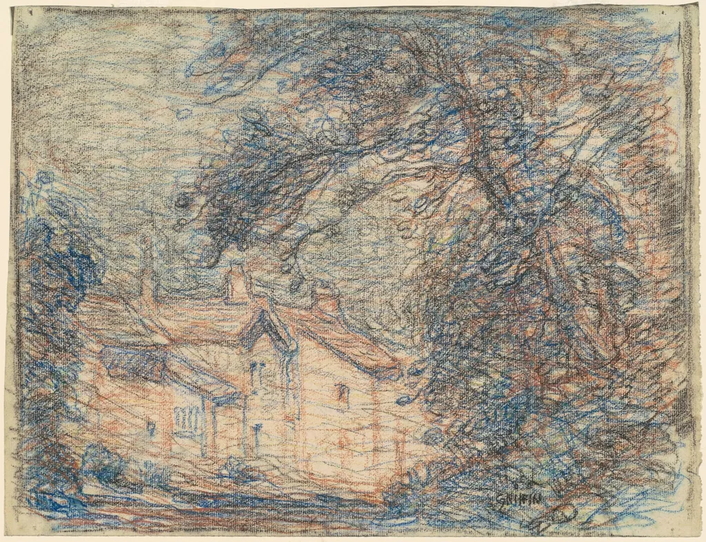 Village Street, by Walter Griffin, pastel, 1922