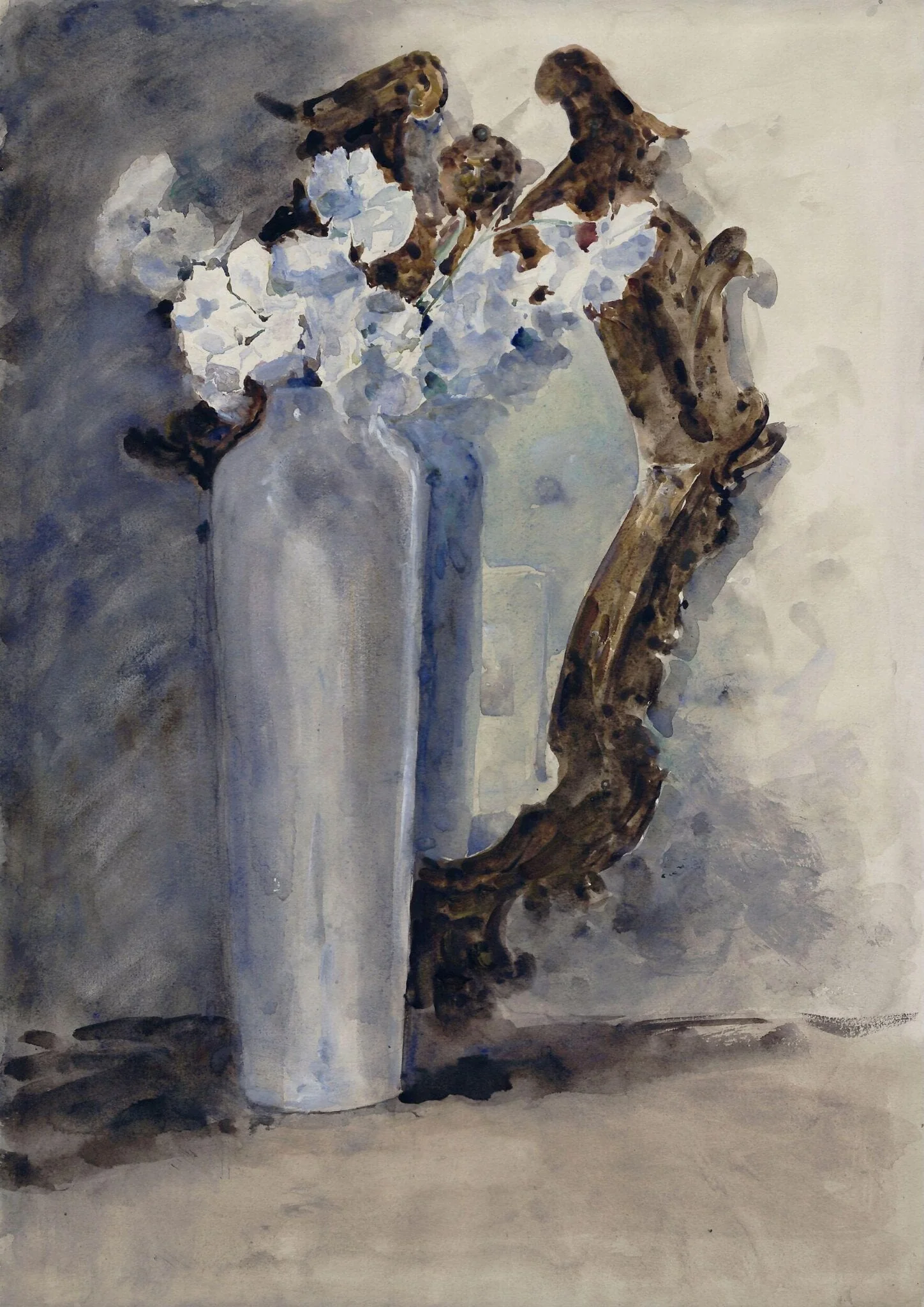 White Blossom in a Tall Vase, detail