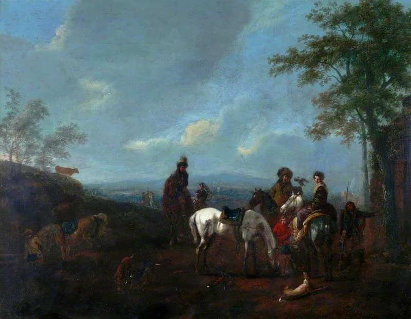 Landscape with a Hawking Party, detail