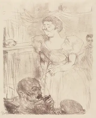 Di Ti Fellow - Englishmen at the Cafe-Concert (Di Ti Fellow - Anglaise au Café-Concert), by Henri de Toulouse-Lautrec, ink, 1898