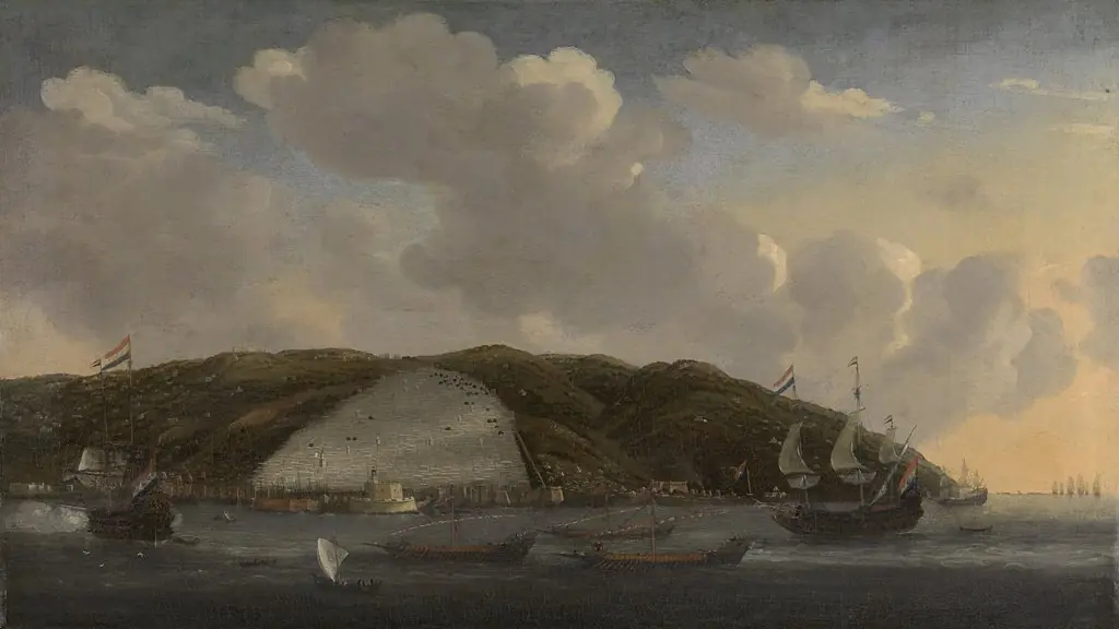 View of Algiers with de Ruyter's ship 'De Liefde', 1662, by Nooms, called Zeeman, Reinier, oil, 1662