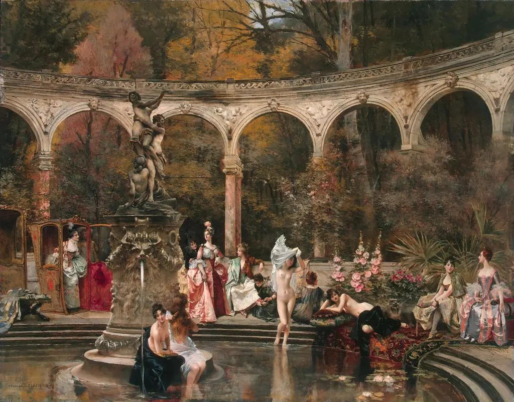 Bathing of Court Ladies in the 18th Century, by François Flameng, oil, 1894