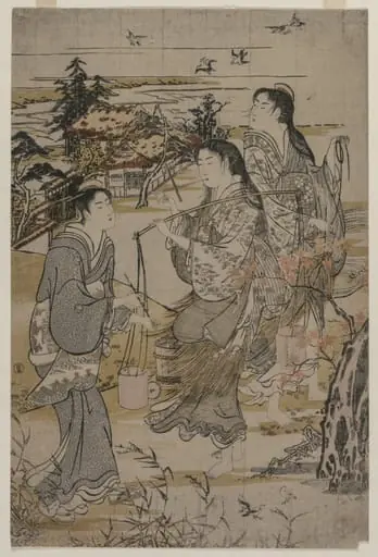 Women with Salt Pails; The Noda Tama River in Mutsu Province, from an untitled series of the Six Tama Rivers, by Kubo Shunman, 1784