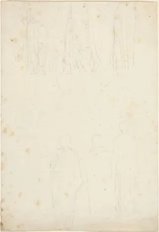 Sheet of Studies of Cloaked Figures, by John Flaxman, graphite, 1790