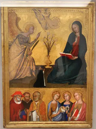Die Verkündigung an Maria und sechs Heilige, by Lippo Memmi, paint, 1340