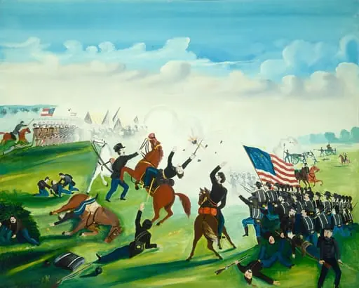 Civil War Battle, by American 19th Century, oil, 1861