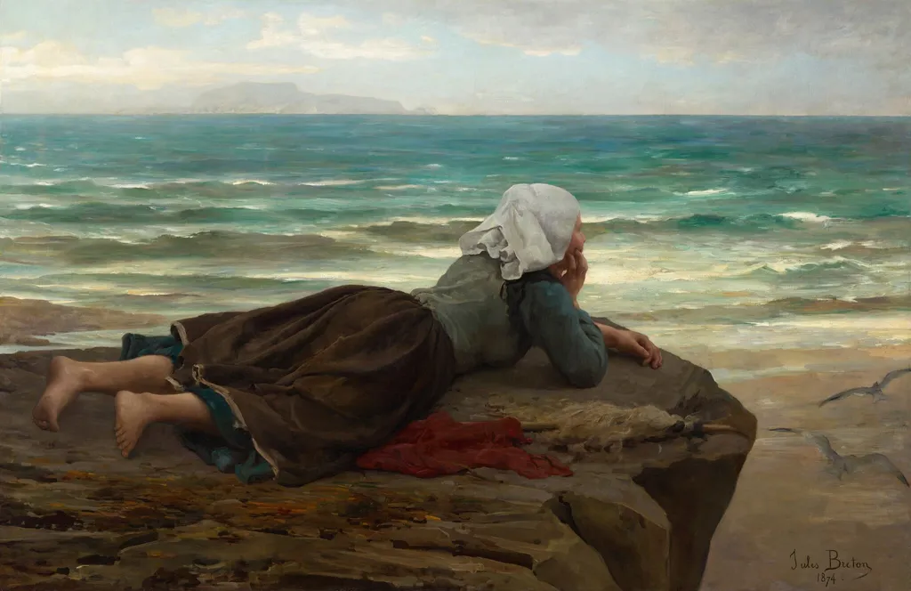 The Cliff (La Falaise), by Jules Breton, oil, 1874