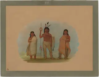 Ottowa Chief, His Wife, and a Warrior, by George Catlin, oil, 1865