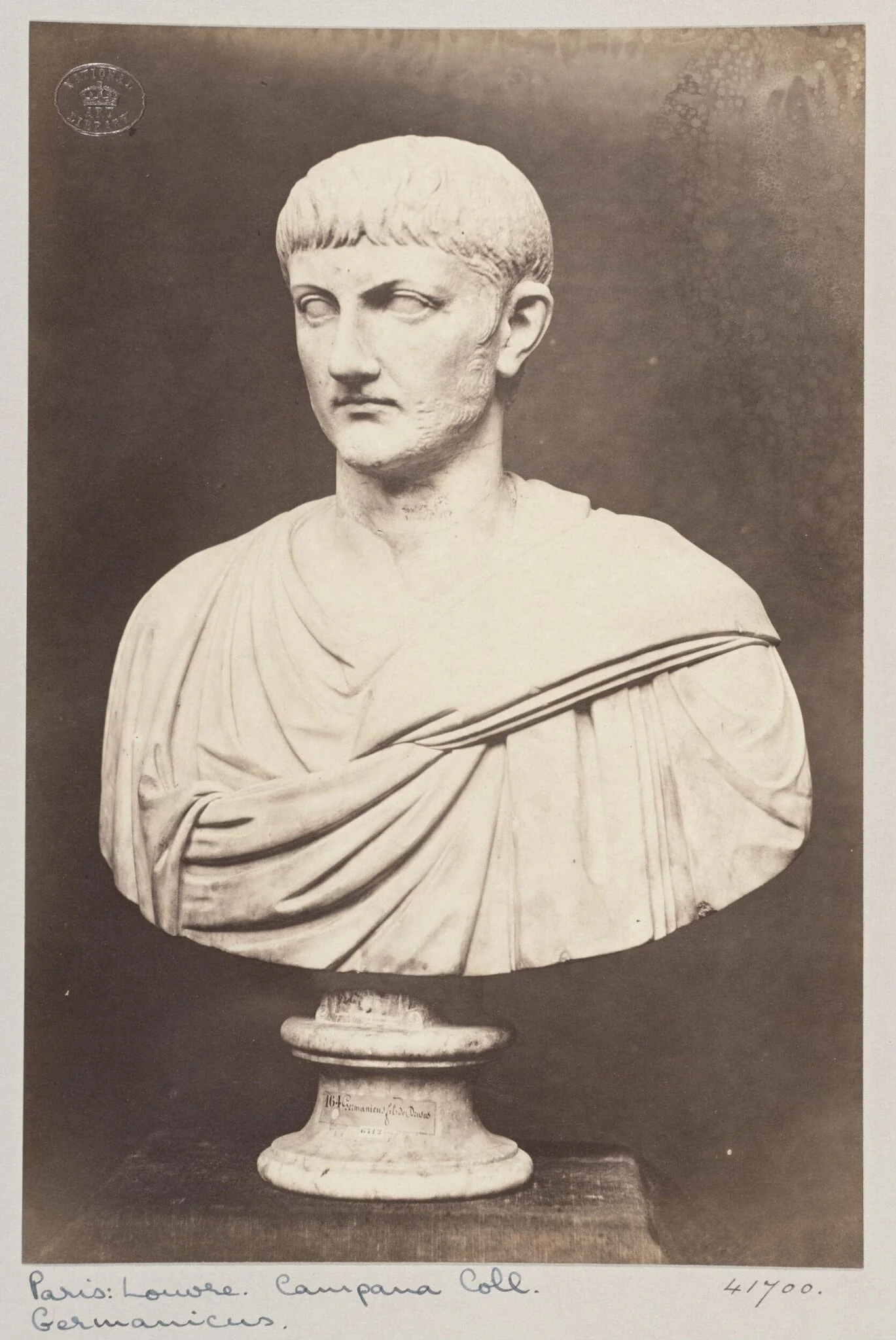 Marble bust of Germanicus, son of Drusus, detail