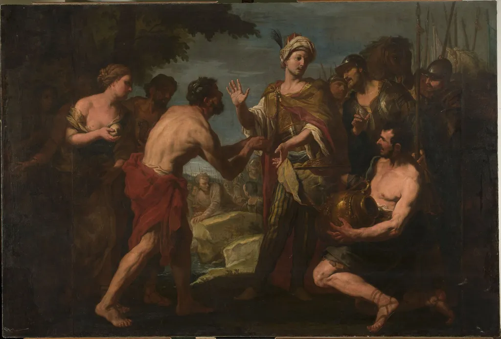 A historical scene, by Antonio Molinari, oil, 1689