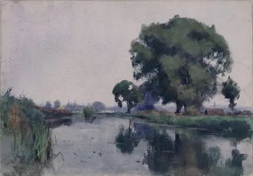 On the Kennet, by John R.B.A. Macintosh, watercolor, 1850