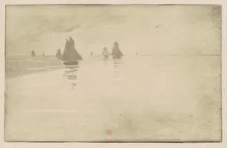 Boats in a Morning Fog, by Henri-Charles Guérard, ink, 1887