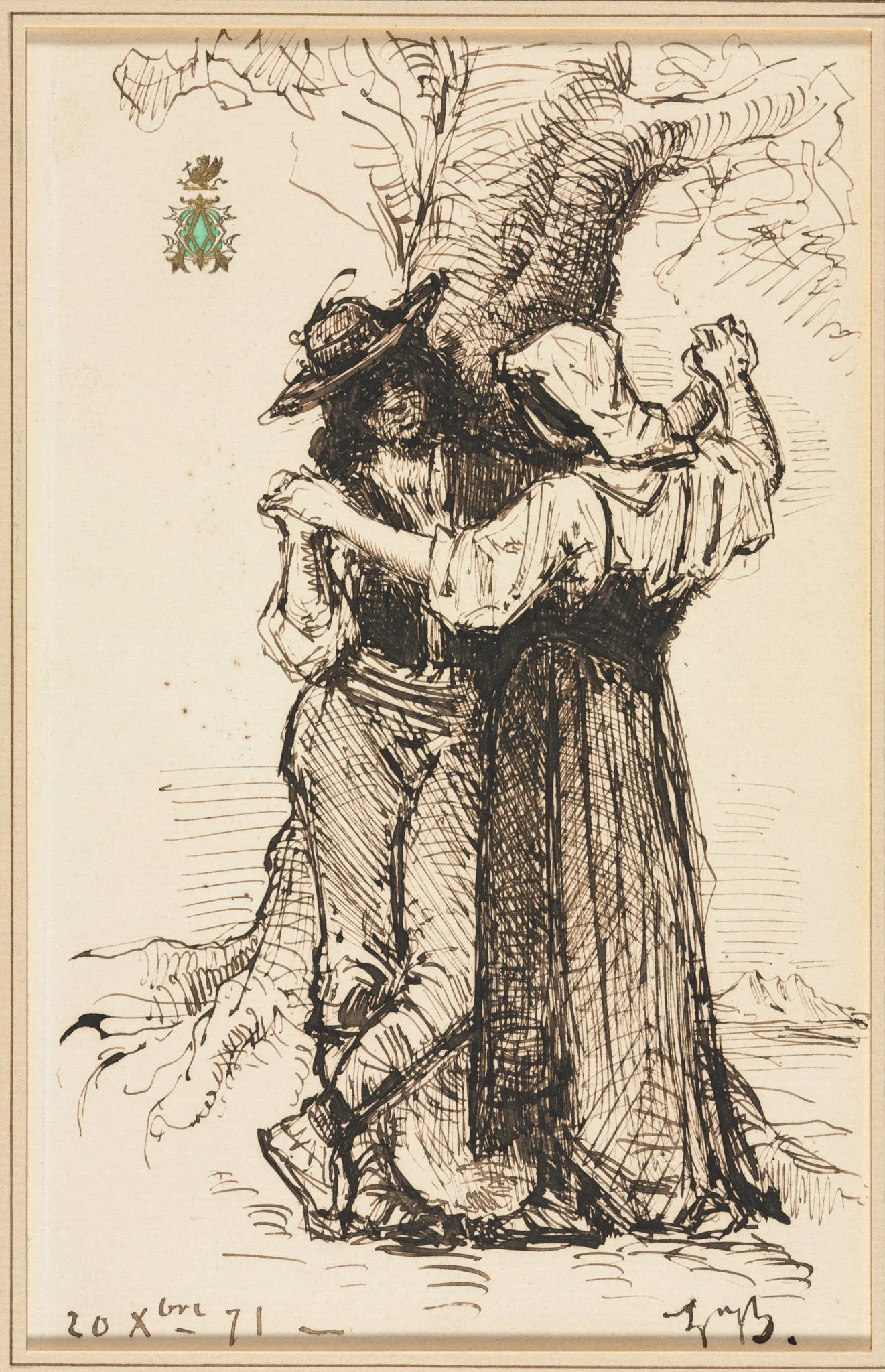 Couple Courting by a Tree, detail