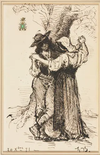 Couple Courting by a Tree, by Léon Bonnat, 1871