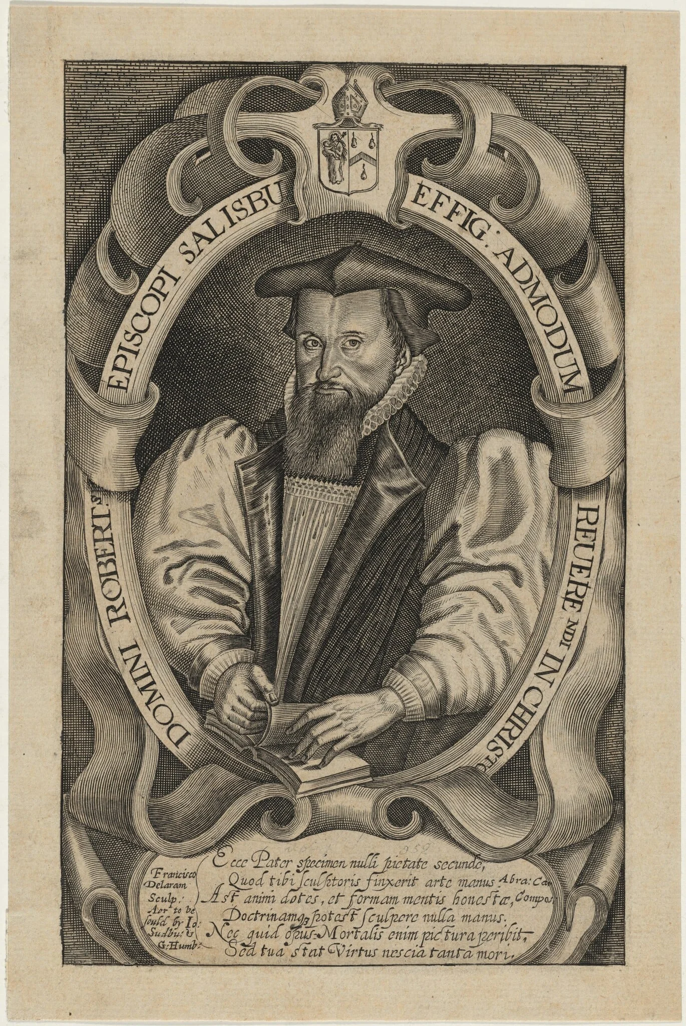 Domini Robert Episcopi Salisbury (Robert Abbot, Bishop of Salisbury), detail