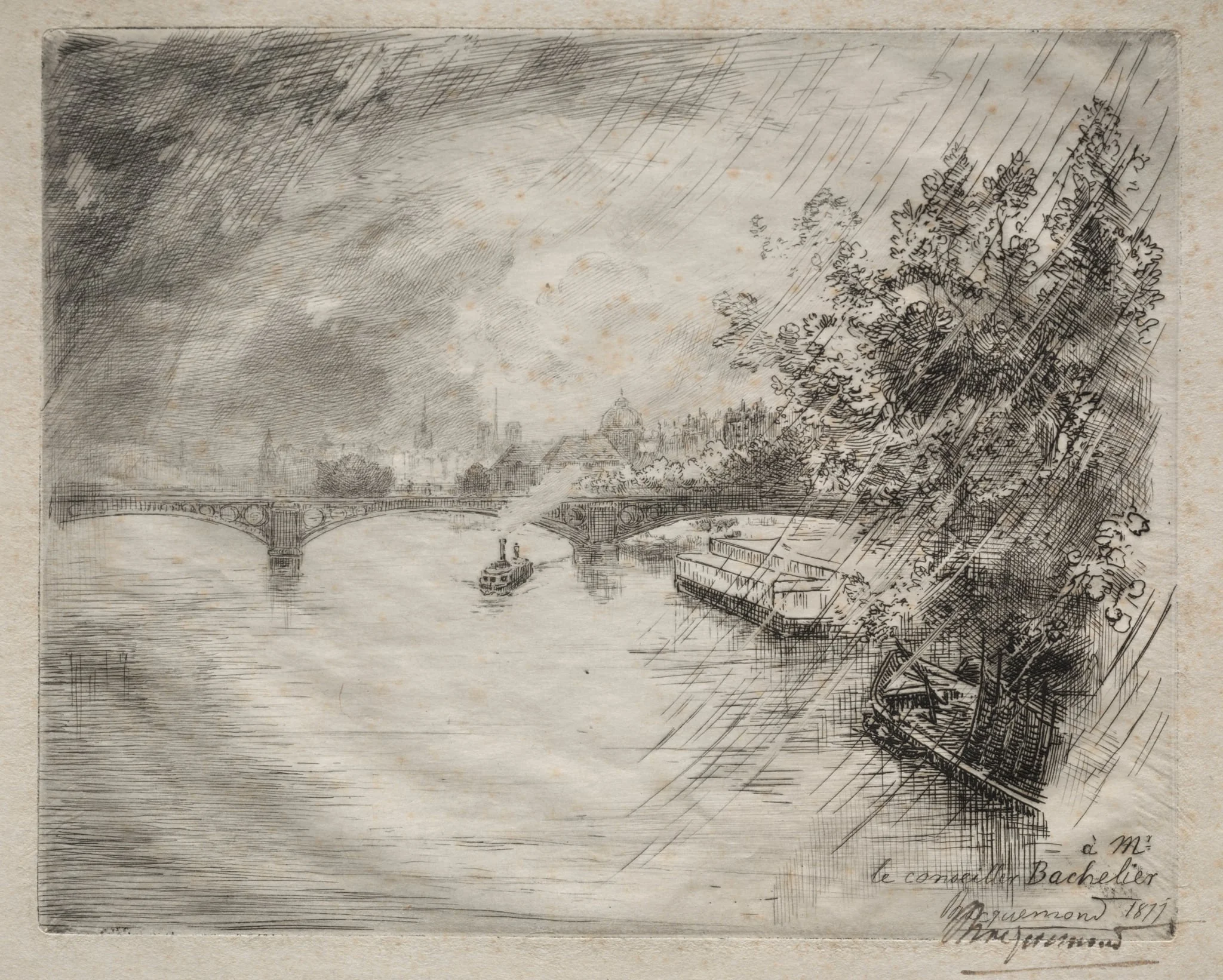 View of the Bridge of Saint-Pères, detail
