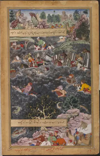 Pir Muhammad Khan, by Miskina, paint, 1592