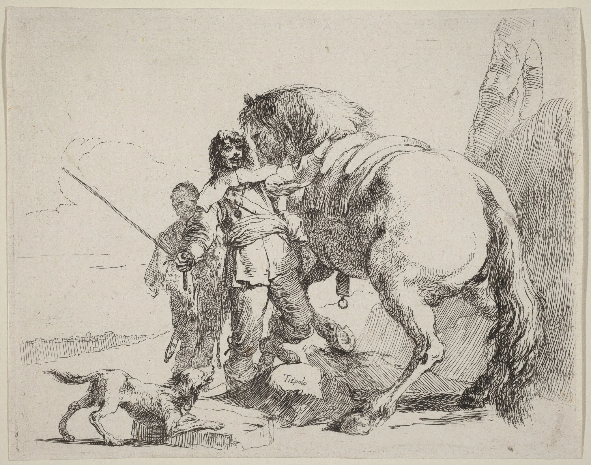 Soldier with Horse and Attendant, detail