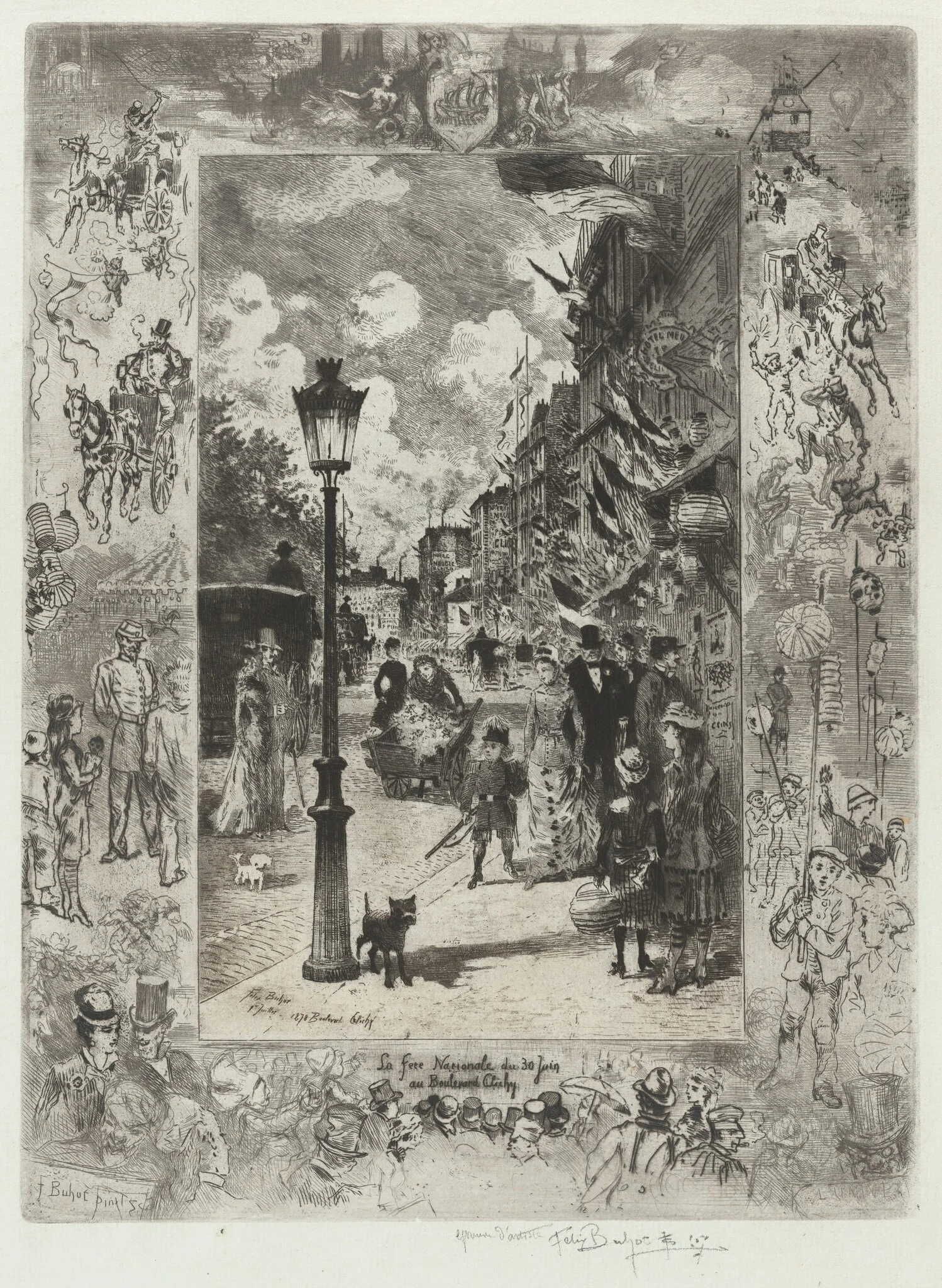 La Fete Nationale au Boulevard de Clichy (National Holiday on the Boulevard de Clichy), detail