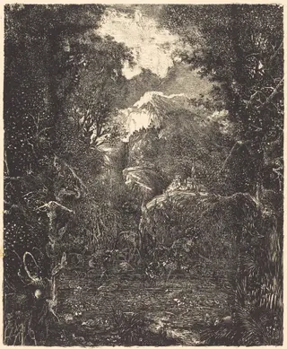 The Towns Behind the Marsh, by Rodolphe Bresdin, ink, 1868