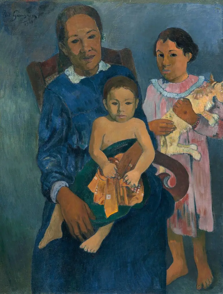 Polynesian Woman with Children, by Paul Gauguin, oil, 1901