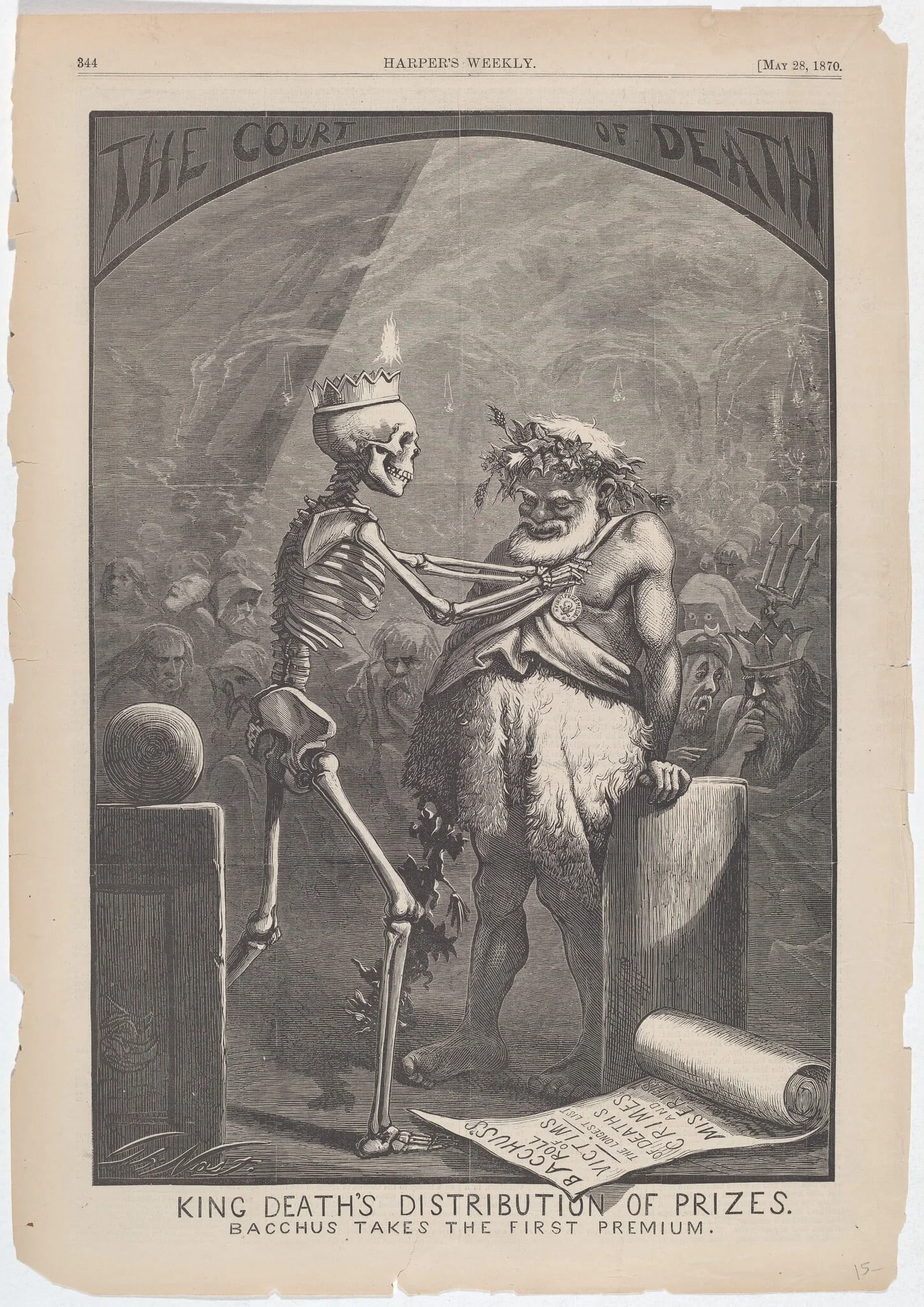 King Death's Distribution of Prizes. Bacchus Takes the First Premium., detail