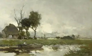 Autumn Landscape, by Johan Hendrik Weissenbruch, oil, 1894