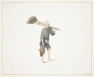A Broom Seller, by Puqua, paint, 1790