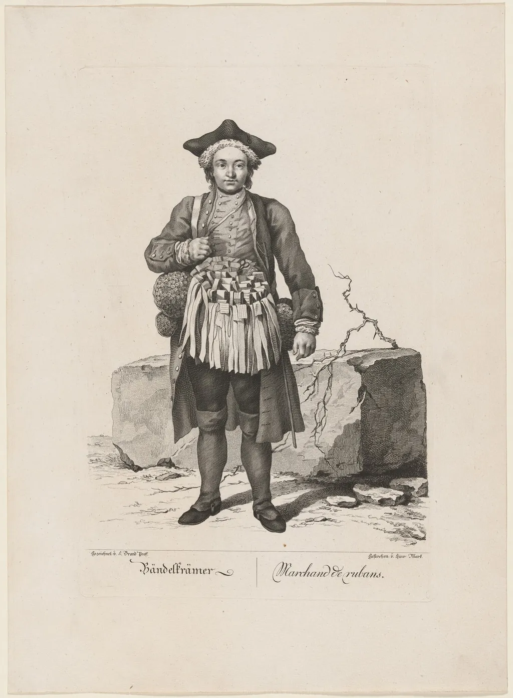 Bändelkrämer (Ribbon Seller), by Quirin Mark, ink, 1775