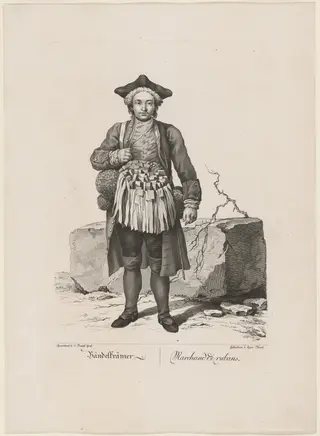 Bändelkrämer (Ribbon Seller), by Quirin Mark, ink, 1775